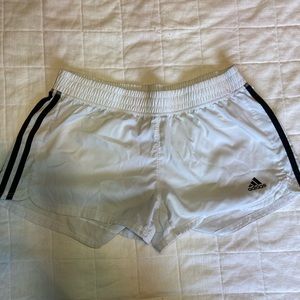 ADIDAS, White shorts with three black stripes on each leg